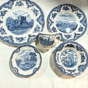 Johnson Brothers Blue England 1883 Old Britain Castles Plates, bowl, cup